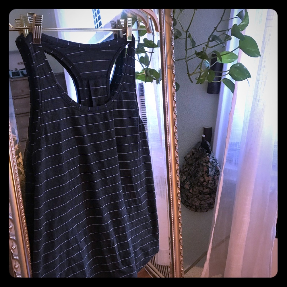 Loose fit grey and white stripe lulu shirt